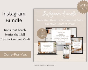 Instagram Bundle with Private Label Rights PLR, Stories that Sell, Reels that Reach, Master Resell Rights MRR, Done-For-You Products DFY