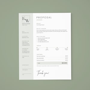 Project Proposal Template: Minimalist One Page Client Proposal, Editable Canva (US Letter & A4)