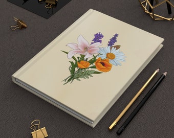 Bouquet of flowers Hardcover Journal Matte. Floral hardcover journal. Lined hardcover notebook. Aesthetic journal