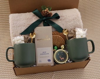 Confezione regalo natalizia per famiglia, set regalo per coppie, cesto regalo Hygge per coppie, famiglie, accogliente pacchetto di assistenza invernale