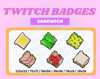 Twitch / Abzeichen Bit deli belegtes Brot Abzeichen (6er Pack). Niedlich, erschwinglich und einfach zu bedienen.