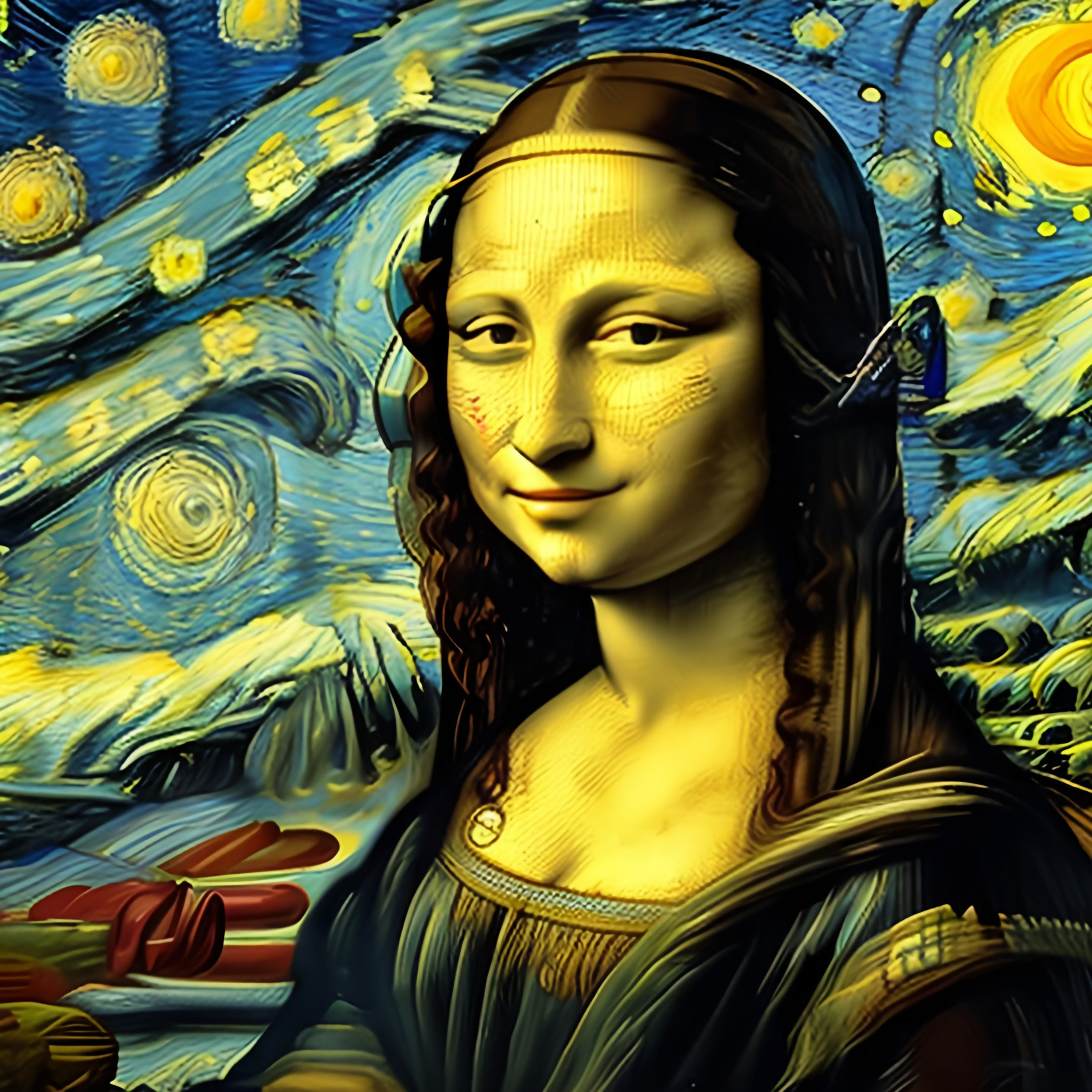 Mona Lisa Mona Lisa in Vincent Van Gogh's , the Starry Night High ...