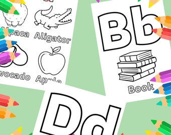 Alphabet Coloring Book for Kids - 8.5x11 Inch PDF High Quality- Printable