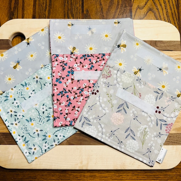 Reusable snack bags, sandwich bags, floral, lunch bags