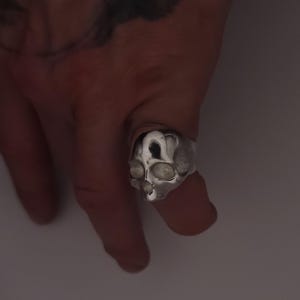 Skull ring mens silver ring