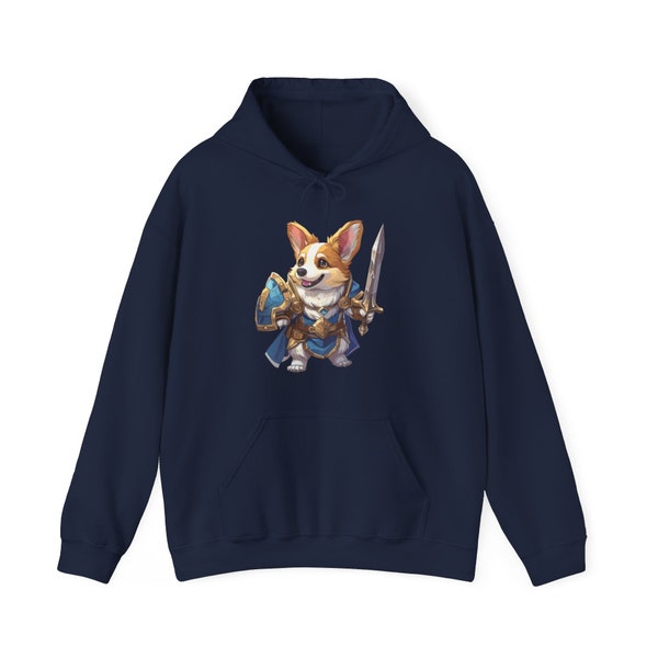 Warrior Gamer Corgi Unisex Heavy Blend™ Hooded Sweatshirt MMOrpg Gift For Corgi Lovers