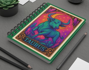 Sterrenbeeld Stier | Celestial spiraal notitieboek | Astrologisch notitieboek | Stier cadeau liefhebbers van astrologie | Spiraalgebonden dagboek | De stier