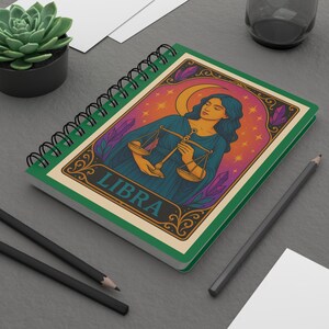 Libra Zodiac Journal | Celestial Spiral Notebook | Astrology Journal | Gift for Astrology Lovers | Spiral Bound Journal | Air Sign