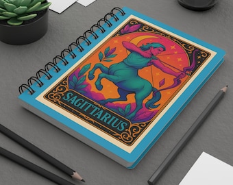 Sagittarius Zodiac Journal | Celestial Spiral Notebook | Astrology Journal | Gift for Astrology Lovers | Spiral Bound Journal | Fire Sign