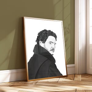 Pedro Pascal Print, Wall Art, Leather Jacket, Celebrity Poster, Digital Download