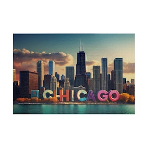 Chicago Skyline Legpuzzel - 520 & 1014 Stukjes, Perfect Cadeau voor een Familie Spelletjesavond, Reisliefhebbers, Chicago Liefhebbers, Levendige Kleuren