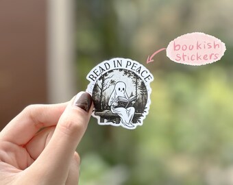 Read In Peace Sticker, Book Lover Halloween Sticker, Librarian Stickers, Halloween Sticker, Halloween Ghost Book Cute Ghost Read Book