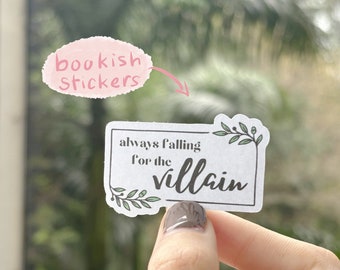 Always falling for the villain Romantasy vinyl sticker for book lovers, ipad kindle bookish merch, fantasy, dark romance, smutty decals