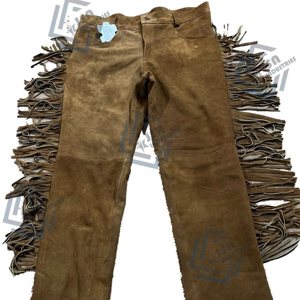 Men Fringes Suede Leather Pant, Men Western Leather Pant, Men Native  Pant, Men Cowboy Native Style Leather Pant