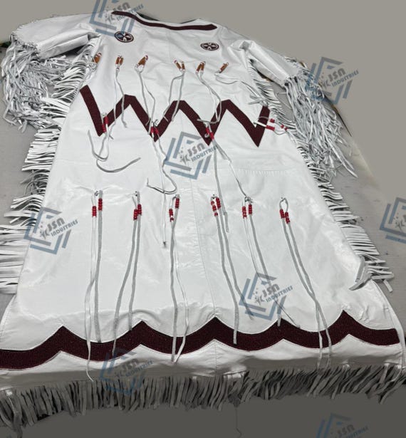 Handmade Leather Native American Dress: Plains Indian Style with Beads Handmade Leather Native American Dress: Plains Indian Style with Beads