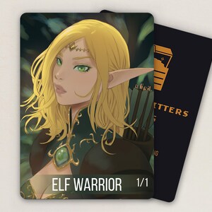 2 Elf Warrior Tokens - Full Art - Anime Girl - Non-AI Art - ELFW01