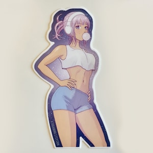 Retro Anime Girl Sticker 6&quot; - Vinyl, Waterproof - Non-AI Art