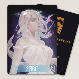 2 Fichas Espirituais com Voador - Arte Completa - Garota Bonita - Arte Sem IA - SPI01