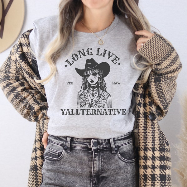 Long Live Y'allternative Punk Goth Cowgirl Shirt Southern Alternative Fashion Vintage Gift For Her Gift For Girlfriend Humor