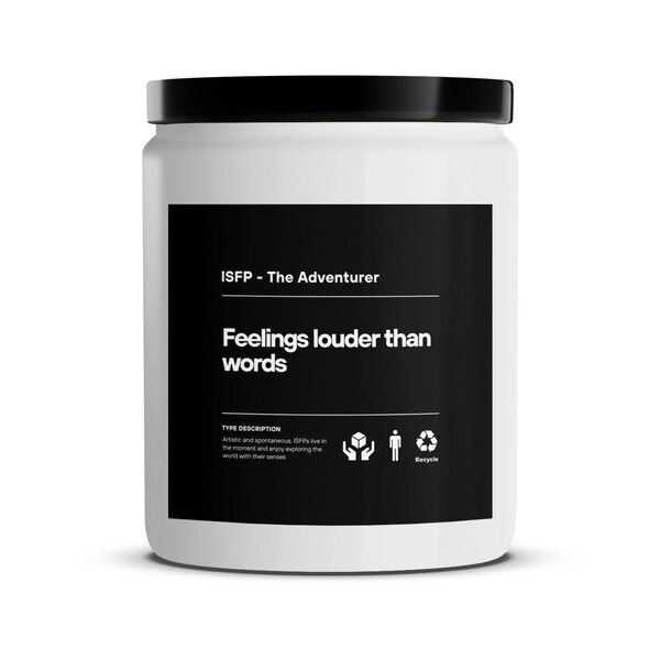Feelings Louder Than Words Candle - The Adventurer ISFP, Artistic and Spontaneous, Eco-Friendly Soy Wax