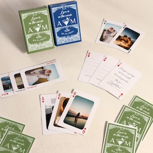 Jeu de cartes personnalisé - Cartes à jouer pour mariage, livres d'or de mariage personnalisés, album photo de mariage, jeu de cartes d'invités, souvenir unique pour couple