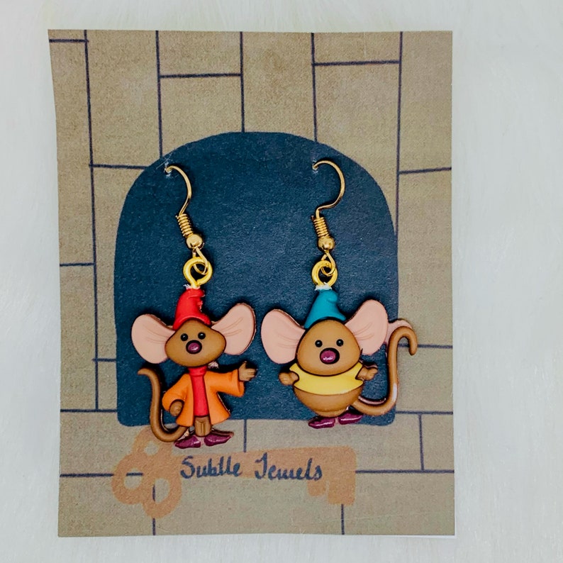 Cinderella Character Earrings - Jaq And Gus Gus Mouse Inspired Jewelry For Movie Lovers