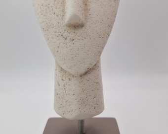 Alabaster Kykladenkopf Skulptur | Minimalistische Moderne Kunst | Inspiriert von einem antiken griechischen Idol