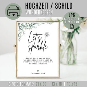 Sparkler Wedding Sign | Green Eucalyptus | Digital Download as PDF | Wedding Dance | Printable Wedding Sign | 3 Formats