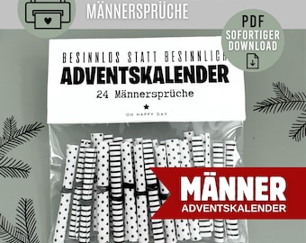 Männersprüche ADVENTSKALENDER I Lustiger Adventskalender für Männer I digitaler PDF Download I DIY Männergeschenk I Sprüche zum Ausdrucken