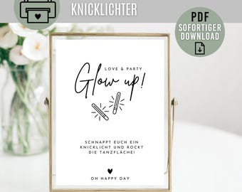 Glow sticks WEDDING sign I digital download as PDF I Party glow sticks I Wedding sign to print I 3 formats: A4 13x18 10x15