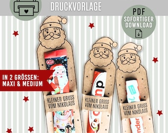 GRUSSKARTE *NIKOLAUS* Schokolade | digitaler Download als PDF | Nikolausgeschenk zum Ausdrucken | Karte zum Nikolaus | Druckvorlage