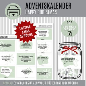 Advent calendar HAPPY CHRISTMAS | digital download as PDF | Advent calendar to print | Funny Christmas sayings