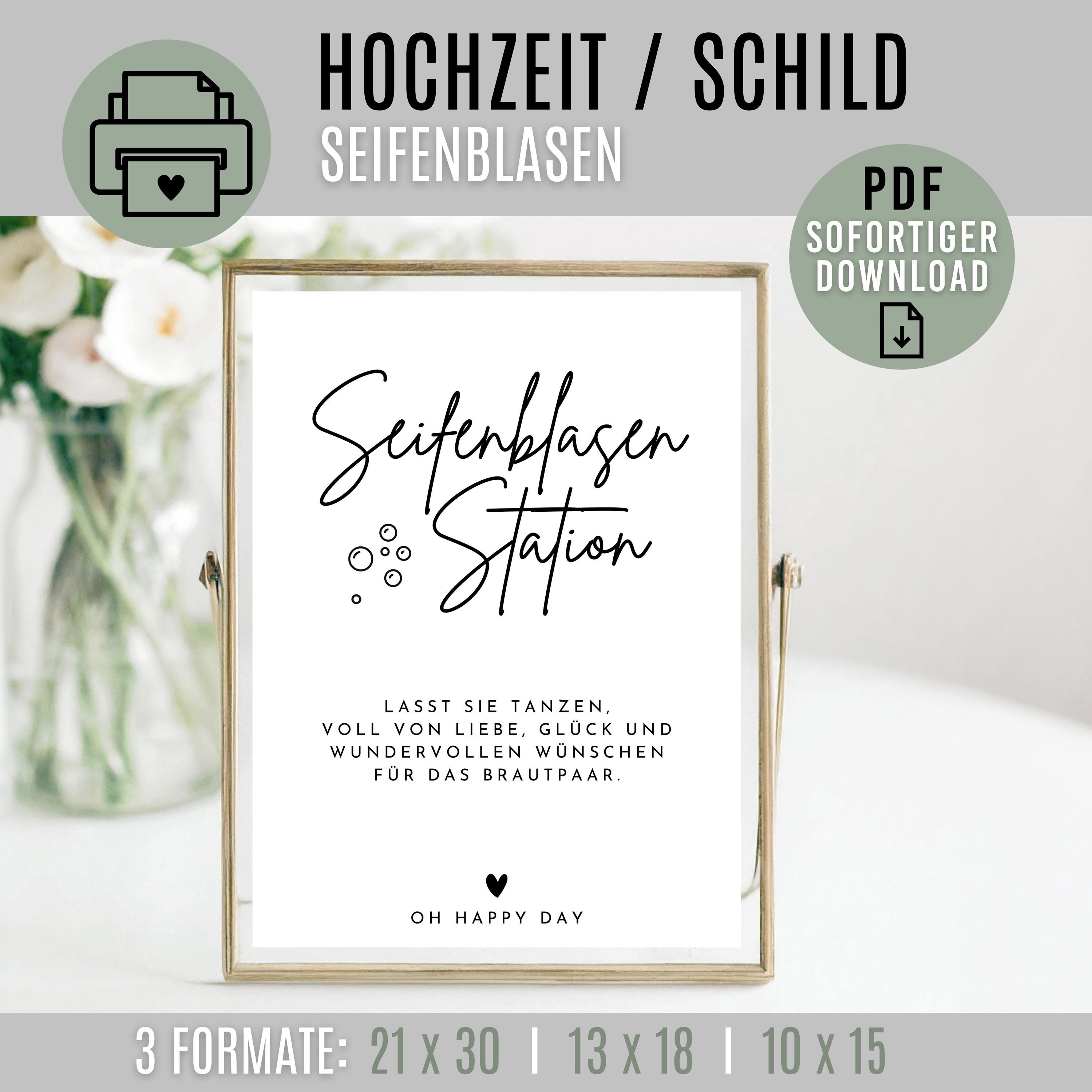 Soap bubbles WEDDING sign I digital download as PDF I stand I wedding sign to print I 3 formats: A4 13x18 10x15