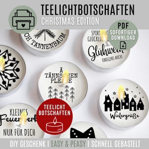 Christmas TEALIGHT MESSAGES | Digital PDF Download | Candle Tattoos & Candle Stickers | Tealight Message Prints | Gift Ideas