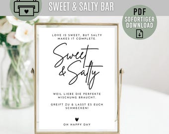 Sweet & Salty Bar WEDDING sign I digital download as PDF I stand I wedding sign to print I 3 formats: A4 13x18 10x15