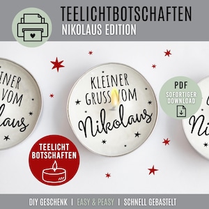 TEALIGHT MESSAGES Santa Claus | digital download PDF | candle tattoos | candle stickers | Santa Claus gift | print out tealight messages