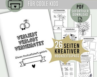 WEDDING BOOKLET for children I Design 1 I digital download as PDF I Activity booklet to print out I DIY coloring book wedding I Children&#39;s activities