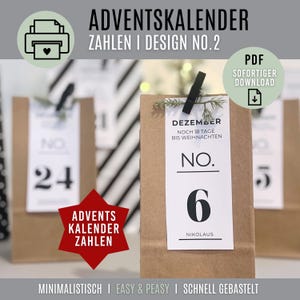 Advent calendar NUMBERS Design NO.2 | digital download as PDF | numbers for advent calendar to print out | diy gift idea