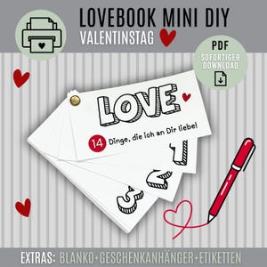 LOVEBOOK Saint Valentin MINI | téléchargement numérique au format PDF | Cadeau pour les amoureux | Raisons d’amour | Choses que j'aime chez toi | cadeau de bricolage