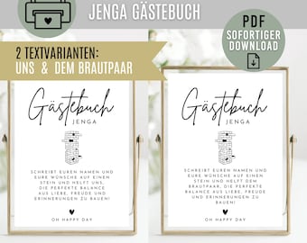 Jenga Gästebuch HOCHZEIT Schild I digitaler Download als PDF I Hochzeitsspiel I Hochzeitsschild zum Ausdrucken I 3 Formate: A4 13x18 10x15