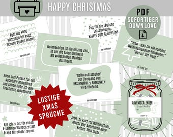 HAPPY CHRISTMAS Advent Calendar | Digital download as PDF | Printable Advent Calendar | Funny Christmas Sayings