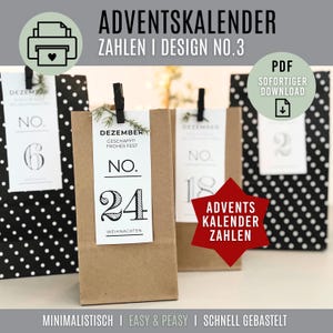 Advent calendar NUMBERS Design NO.3 | digital download as PDF | Numbers for advent calendars to print out | Advent calendar numbers