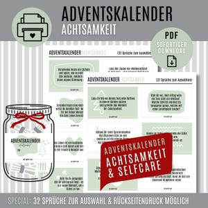 Advent calendar AWARENESS | digital download as PDF | Advent calendar to print | Motivation | Advent calendar Selfcare | Yoga
