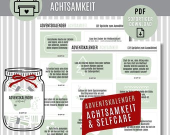 Advent calendar AWARENESS | digital download as PDF | Advent calendar to print | Motivation | Advent calendar Selfcare | Yoga