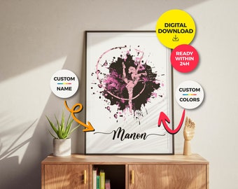 Poster Gymastique to custom / Digital Format JPG / Download / Ready within 24h