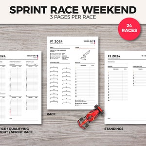 F1 Journal 2024 / Planner / 75 pages / 24 Races / Standings / Instant Download PDF image 3