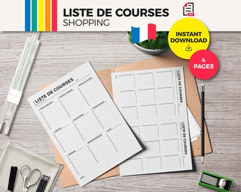 Shopping List / Printable / Digital Format PDF to download in French