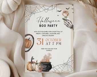 Invitation à une fête d'Halloween modifiable – Invitation Halloween – Invitation numérique effrayante – Modèle Canva imprimable – Téléchargement instantané