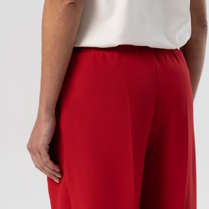 Pantalones Rojos Pierna Ancha para Mujer, Pantalones Cintura Alta, Pantalones Formales, Pantalones Mujer Oficina, Pantalones Negros Clásicos, Pantalones Palazzo, Pantalones para Invitada a Boda imagen 5