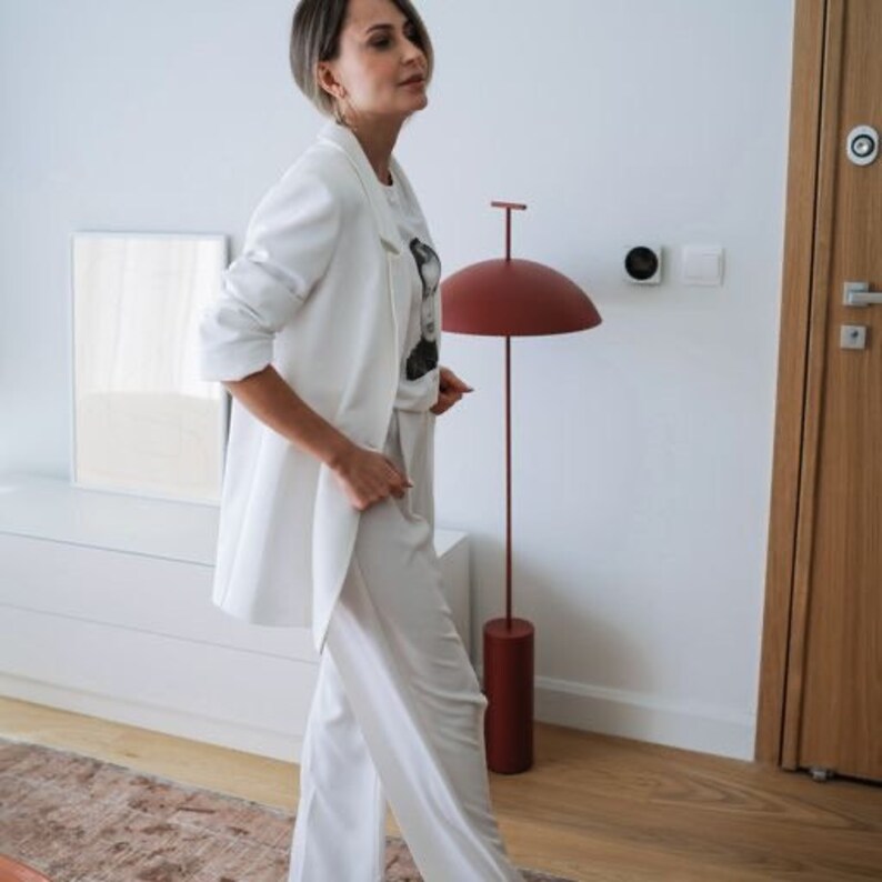 White blazer for women made from natural viscose fabric